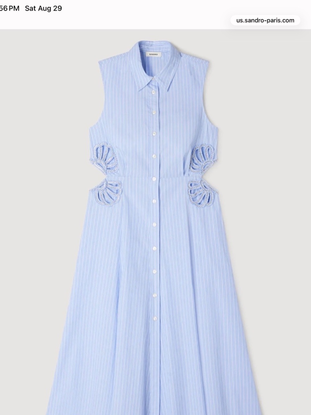 Sandro Striped Cotton Midi Dress